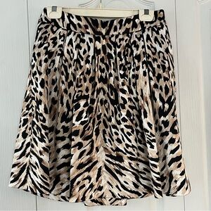White House Black Market Skirt 6 Animal Print Pleated A Line Career zip lined